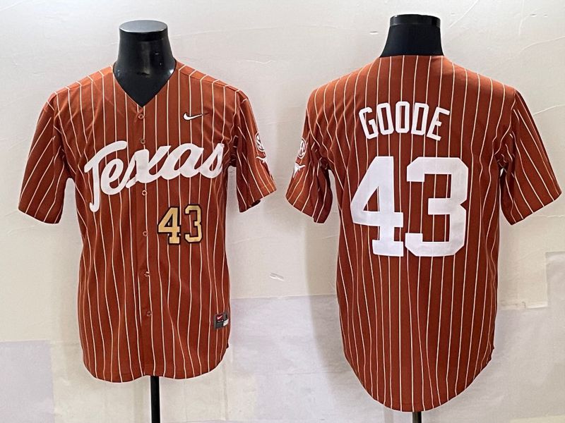 Men 2025 Texas Longhorns #43 Goode Brown stripe Joint Name Nike NCAA Jersey style 7